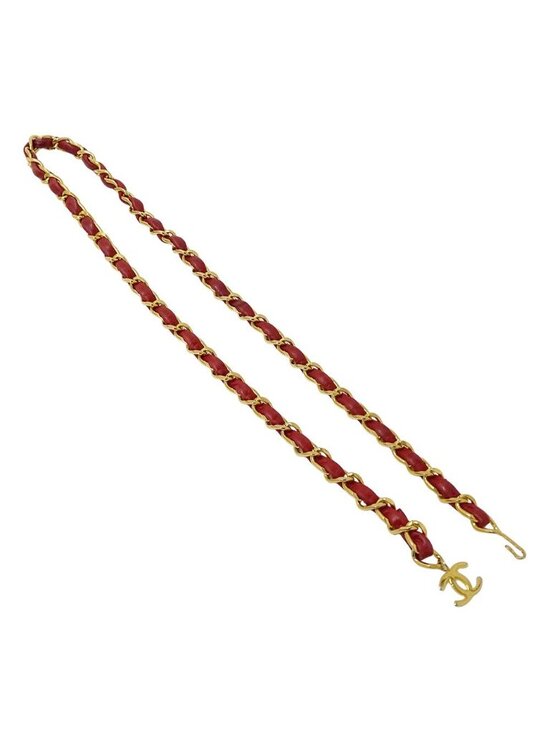 Chanel Belt Chain Leather Red Gold CC Logo main image 5